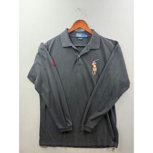 Polo Ralph Lauren Polo Shirt Mens Black Big Pony Long Sleeve XXL
